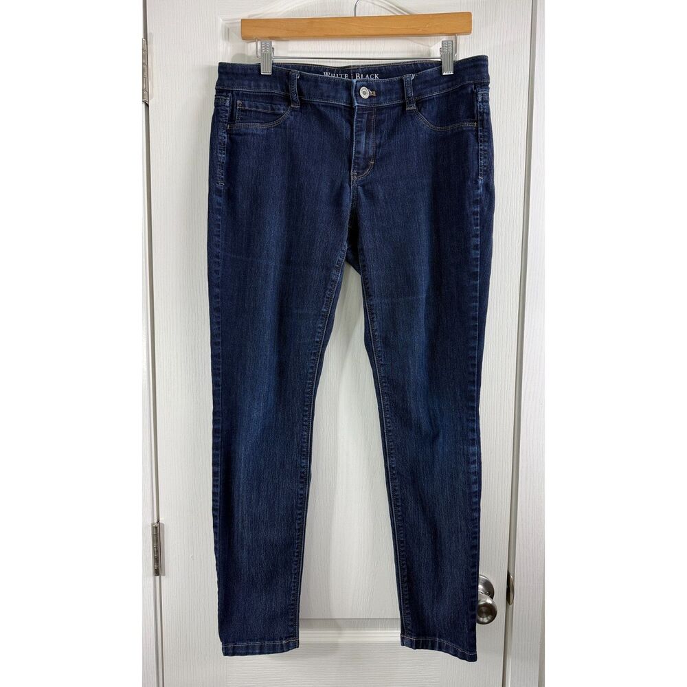 White House Black Market Women's Jeans Size M Dark Wash Skinny Stretch Denim